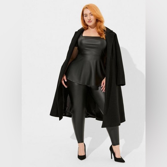 Torrid Black Faux Leather Peplum Top - Picture 2 of 9